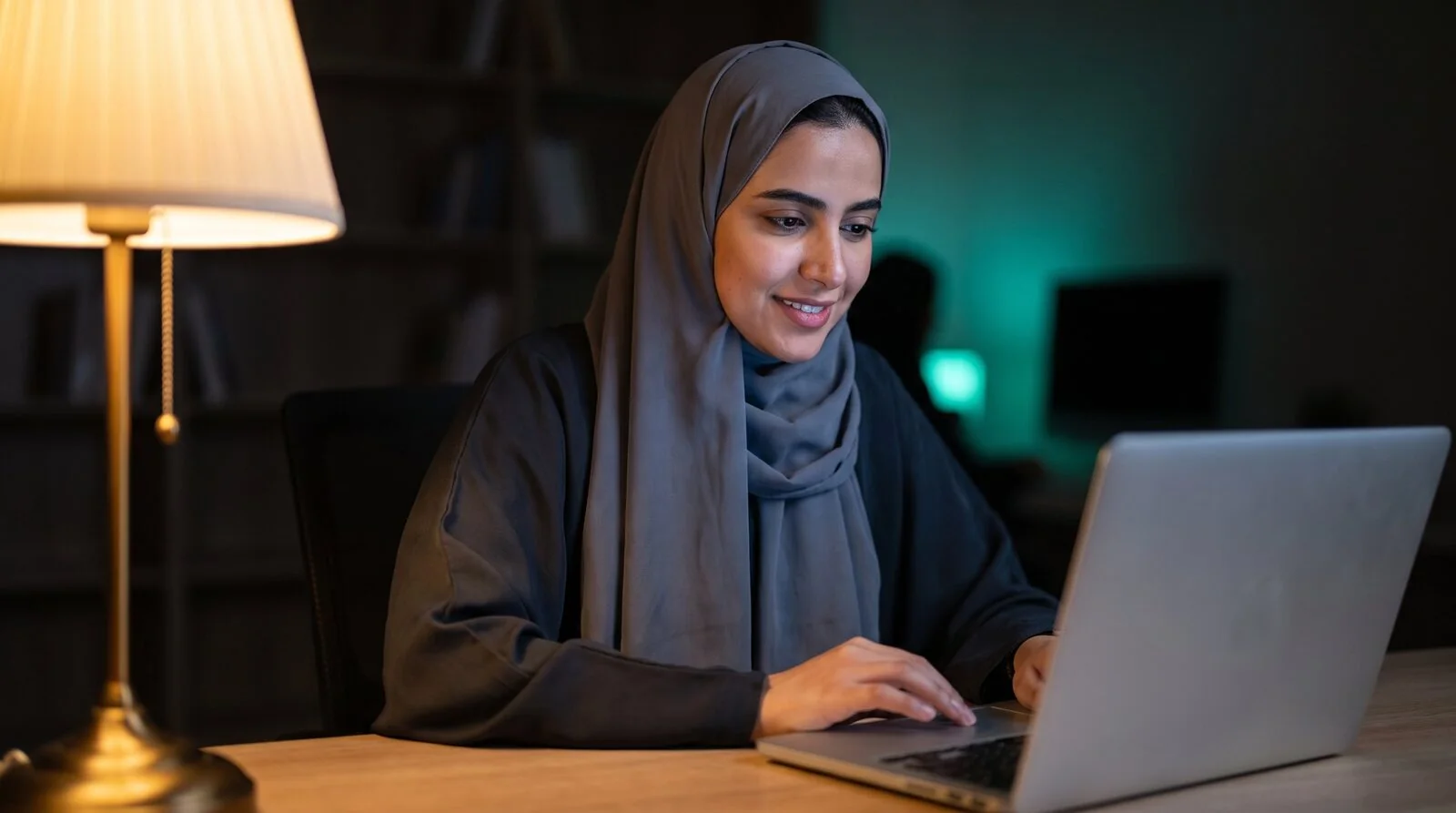 A student working late with the Sigmix Student Productivity Suite