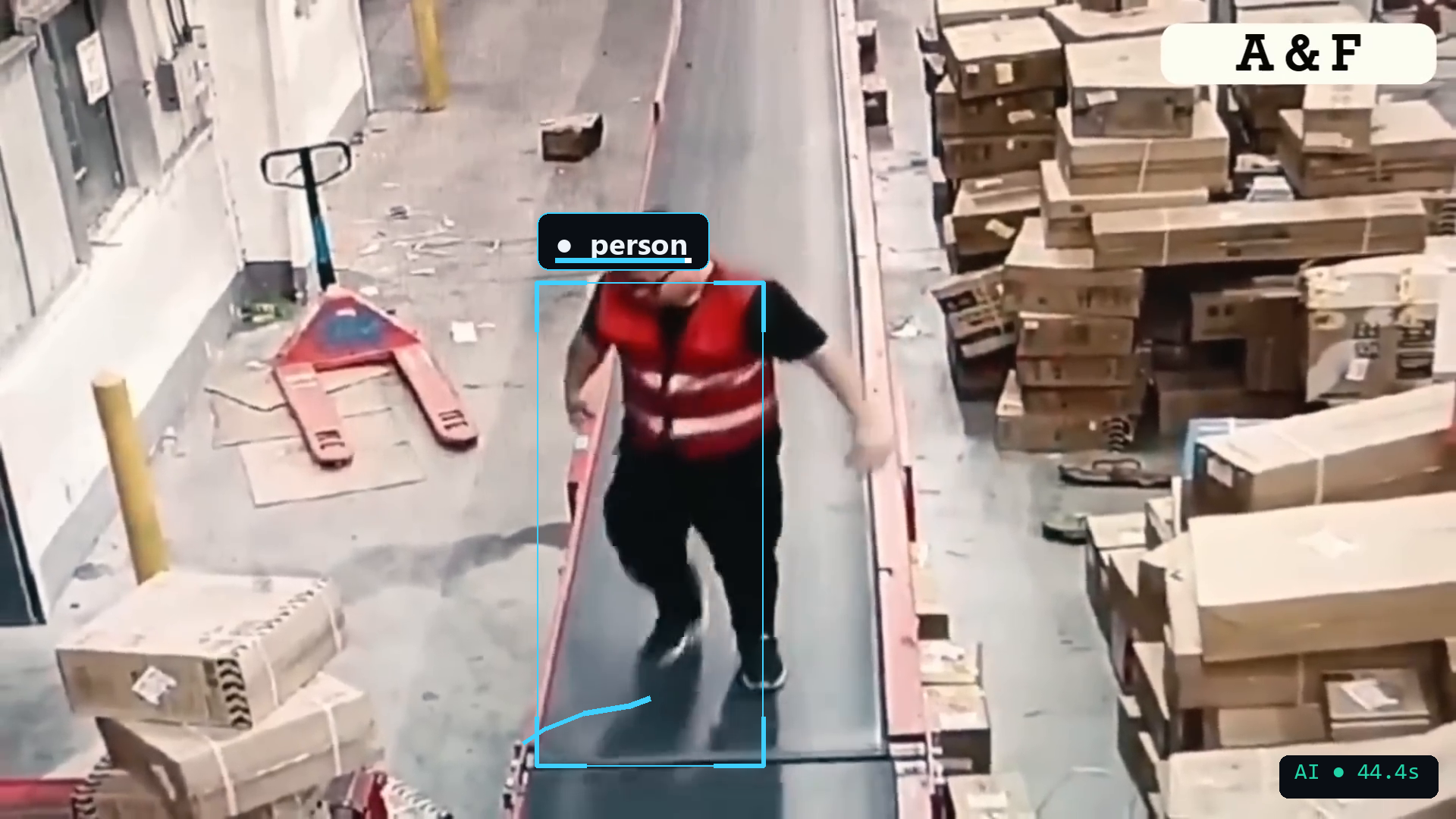 Muraqaba AI analysing a live camera feed with an on-frame detection overlay
