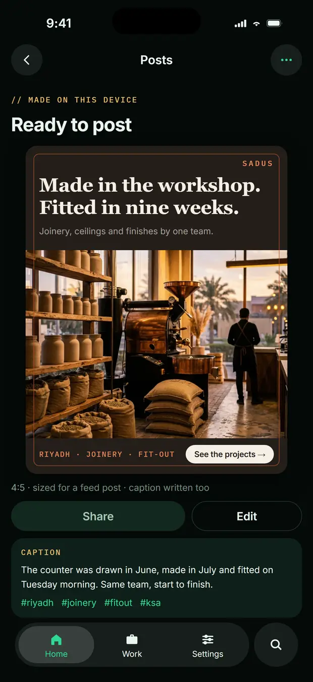 Writing a social post in Sigmix One